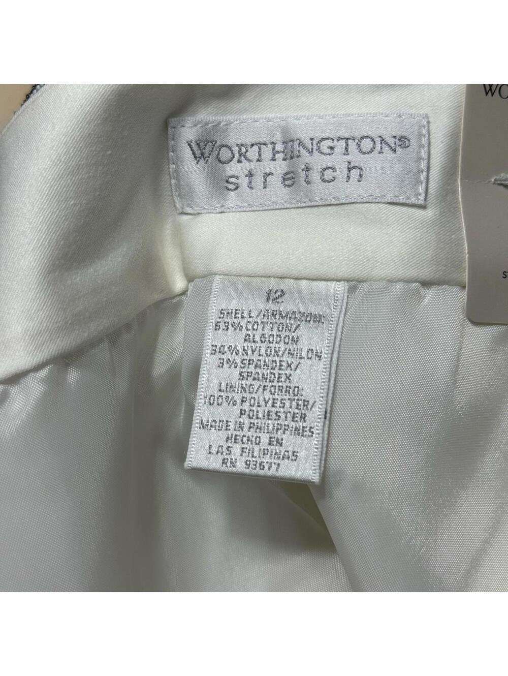 NWT Vintage Worthington Striped Belted Skirt Size 12 White Summer Nautical - Picture 4 of 5